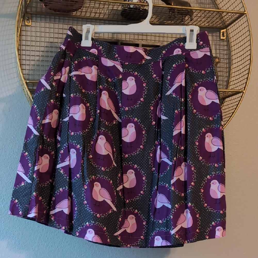 Beebop And Wally Purple Bird Print Skirt, Sz L